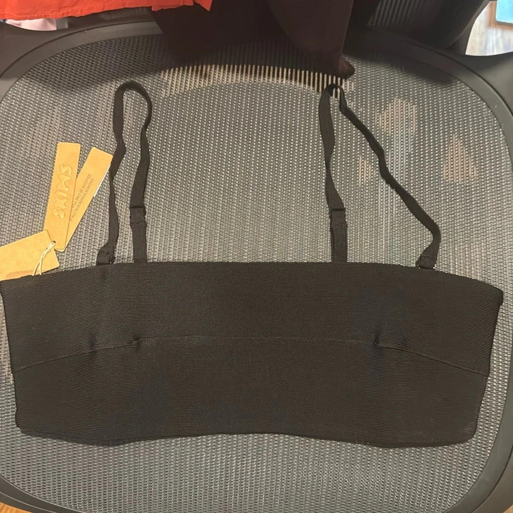 SKIMS NWT Onyx Signature Swim Bandeau Bikini Top Size L